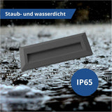 LED Stufenleuchte, 3 W, 100 lm, IP65, warmweiß (3000K), schwarz, rechteckig.