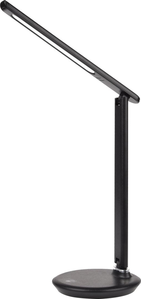 LED-Tischlampe, schwarz, mit Dimm- und CCT-Funktion, 9 W Leistung.