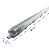 LED-Wannenleuchte, 18 W, 1600 lm, 6000 K, 128,5 cm, IP65, 1 flammig.