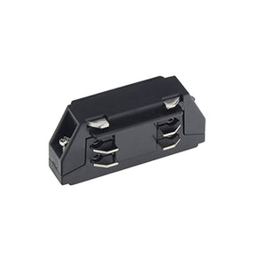 Mini-Schienenverbinder mit Einspeisung für 3-Phasen-Schiene, gerade, schwarz.