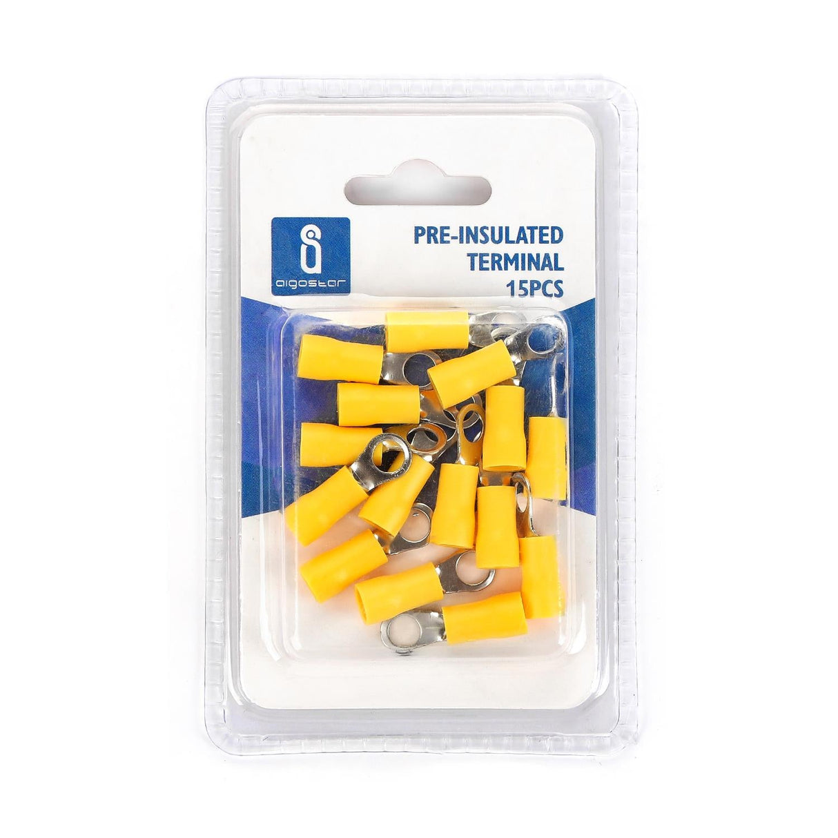Rundsteckverbinder, isoliert, 15 Stk., 3,5 - 5 mm², 24,5 x 8 x 6,2 mm, gelb.