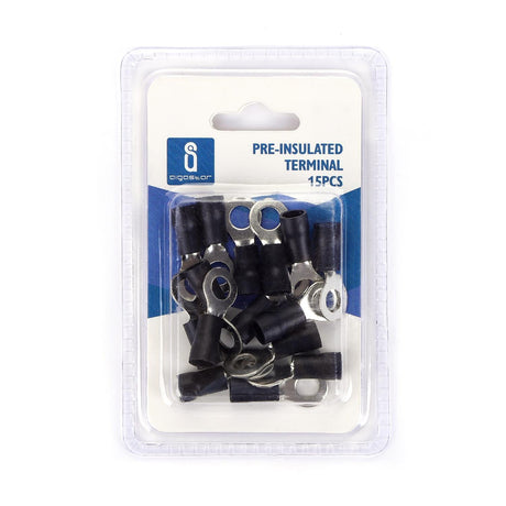 Rundsteckverbinder, isoliert, 15 Stk., 5,5 - 6 mm², 28 x 11,7 x 6,7 mm, schwarz.