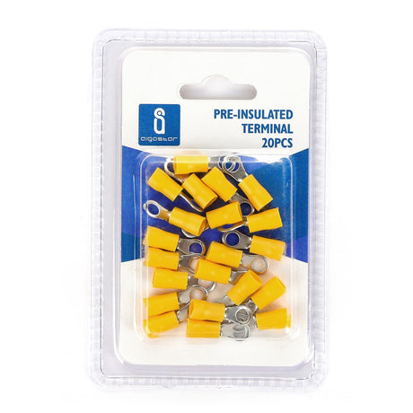 Rundsteckverbinder, isoliert, 20 Stk., 2 - 4 mm², 20,4 x 6,7 x 4,9 mm, gelb.