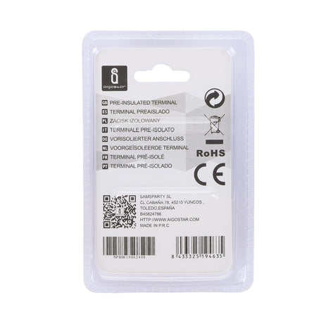Rundsteckverbinder, isoliert, 20 Stk., 2 - 4 mm², 20,4 x 6,7 x 4,9 mm, gelb.