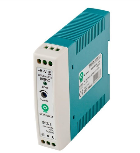 Schaltnetzteil, Hutschiene, 20 W, 24 V, 1 A.