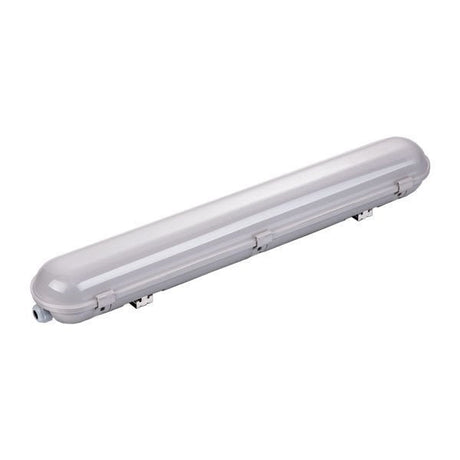 Sensor-LED-Wannenleuchte IP65, 150 cm, 55 W, 4500 K, rostfreie Clips, Steckerkabeldurchführung.