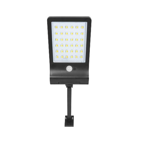 Solar-Wandleuchte mit PIR-Sensor, 8 Stunden Lichtzeit, IP44-geschützt und in kaltweiß.