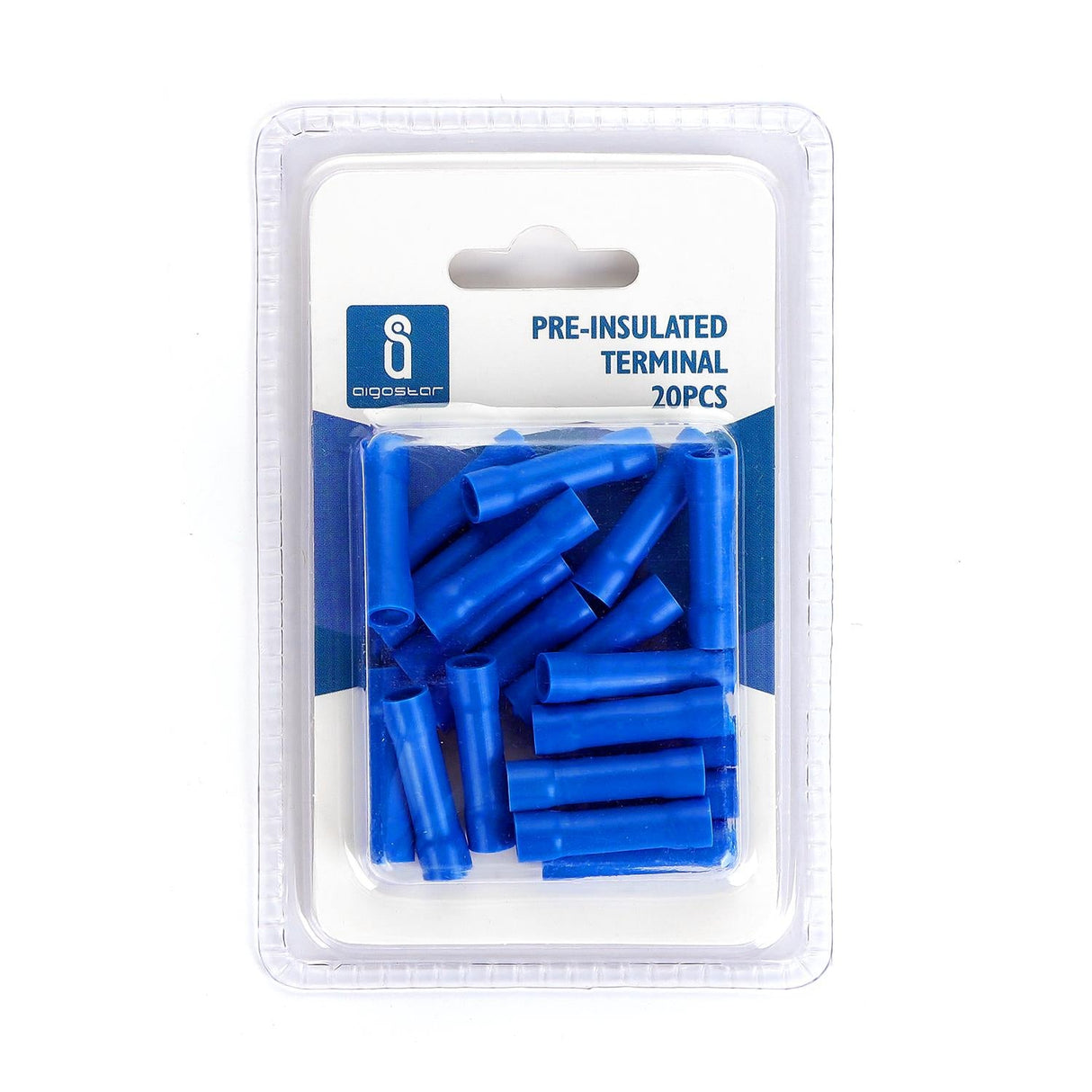 Stoß-/Schrumpfverbinder, isoliert, 20 Stk., 2 mm², 26 x 2,3 x 2,3 mm, blau.
