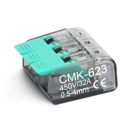Verbindungsklemmen CMK-623, 3-polig, 2 Stk., grau-grün.